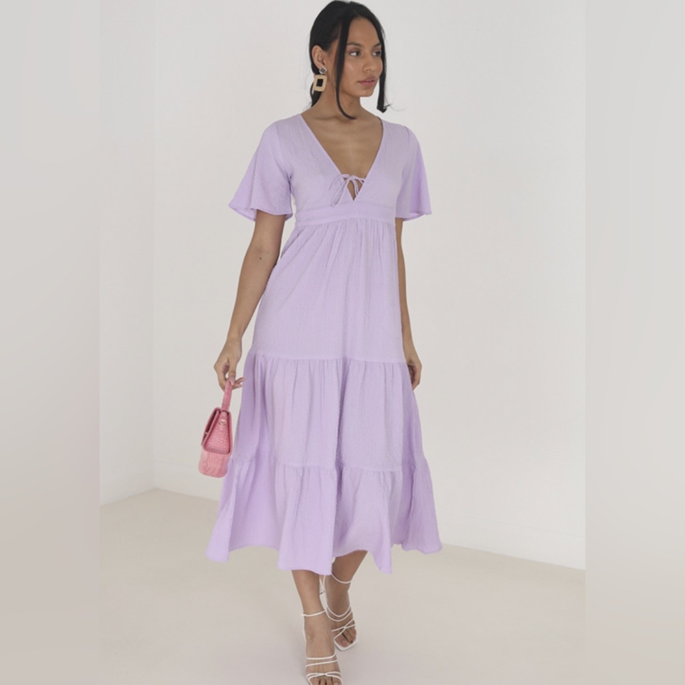 NWT Brave Soul London Lilac Open Back Tiered Dress - Picture 3 of 11
